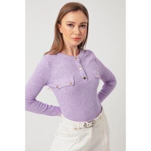 Lafaba Women's Lilac Pocket Detailed Knitted Blouse