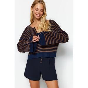Trendyol Navy Blue Wide Pattern Striped Knitwear Sweater