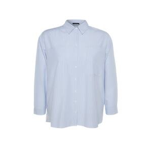 Trendyol Curve Blue Striped Poplin Shirt