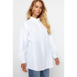 Trendyol Ribbed Woven Shirt in Ecru