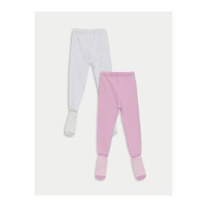 LC Waikiki Baby Girl With Elastic Waist Socked Pants 2-Pack