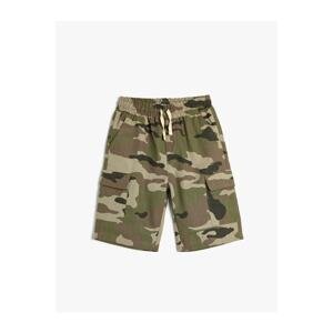 Koton Shorts Camouflage Patterned Side Pockets Tie Waist Cotton