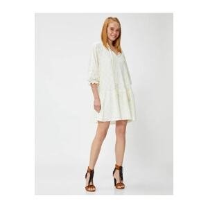 Koton Mini Scalloped Dress with Tassel Detail Lined.