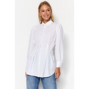 Trendyol White Fitted Shirt with Pearl Detail Woven
