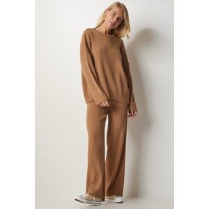 Happiness İstanbul Women's Biscuit Knitwear Sweater Pants Suit