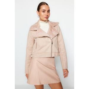 Trendyol Stone Premium Faux Leather & Plush Jacket Coat