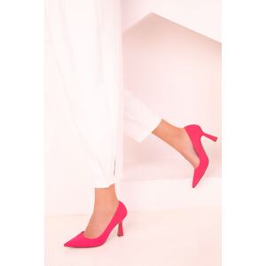Soho Fuchsia Matte Satin Women's Classic Heeled Shoes 17689