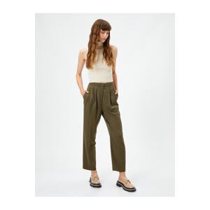 Koton Straight Leg Trousers Pleated Pocket Detailed With Button.