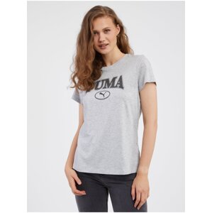 Světle šedé dámské žíhané tričko Puma Squad - Dámské