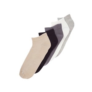 Trendyol Men's Multicolored Cotton 5-Pack Stripe Textured Booties Socks.