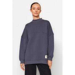 Trendyol Anthracite Oversize Knitted Sweatshirt with Pillow