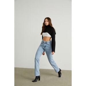 VATKALI High Waist Straight Fit Jean Blue