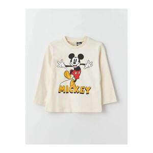 LC Waikiki LCW Baby Crew Neck Long Sleeve Mickey Mouse Printed Baby Boy T-Shirt