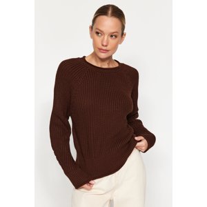 Trendyol Brown More Sustainable Raglan Sleeve Gradient Knitwear Sweater