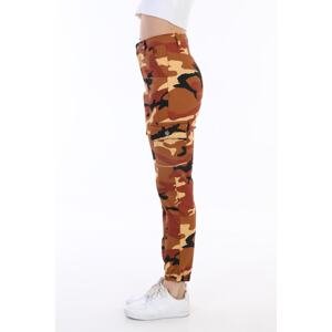 BİKELİFE Tile Camouflage Pattern Cargo Pocket Gabardine Trousers.