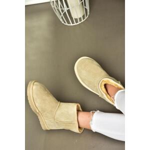 Fox Shoes R612026502 Women's Beige Suede Women's Boots with Pile Inside