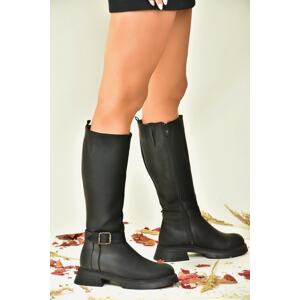 Fox Shoes Black Women's Low Heeled Daily Boots