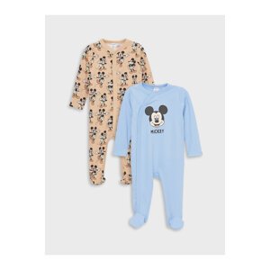 LC Waikiki Crew Neck Long Sleeve Mickey Mouse Printed Baby Boy Rompers Pack of 2
