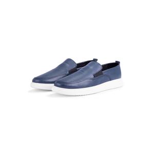 Ducavelli Seon Genuine Leather Men's Casual Shoes, Loafers, Summer Shoes, Light Shoes Navy Blue.