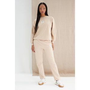 Trendyol Beige More Sustainable Fleece Inside Straight Fit Patchwork Knitted Sweatpants