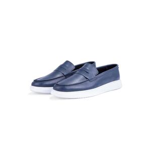 Ducavelli Trim Genuine Leather Men's Casual Shoes Loafers, Lightweight Shoes, Summer Shoes Navy Blue.