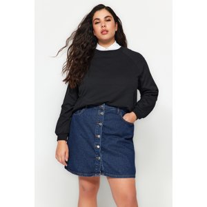 Trendyol Curve Black Thin Knitted Crop Sweatshirt