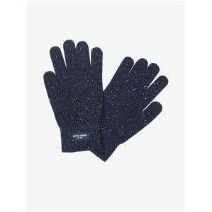 Tmavě modré pánské žíhané rukavice Jack & Jones Cliff - Pánské