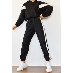 XHAN Women's Black Single-piece Tracksuit Set