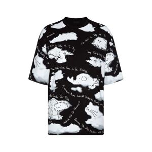 XHAN Black Printed Oversized T-shirt