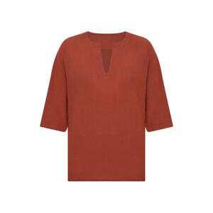 XHAN Tile V-Neck Poor Sleeves, Oversized Linen Shirt 2x4 size2-45964-16