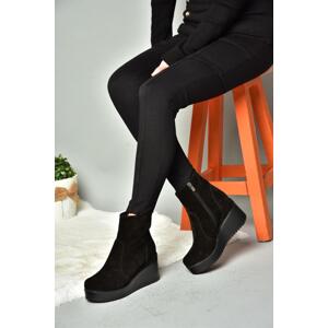 Fox Shoes R667930002 Black Genuine Leather and Suede Women's Boots