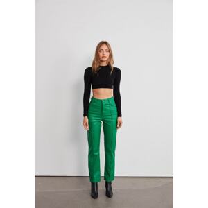 VATKALI Leather Straight Trousers Green