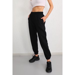 BİKELİFE Black High Waist Lycra Jogger Sweatpants