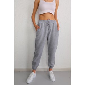 BİKELİFE Gray High Waist Lycra Jogger Sweatpants