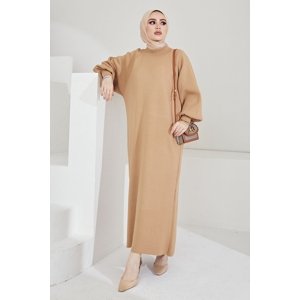 InStyle Mina Balloon Sleeve Knitwear Dress - Camel