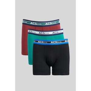 AC&Co / Altınyıldız Classics Men's Black-burgundy-green 3-pack of Flexible Boxers with Cotton.