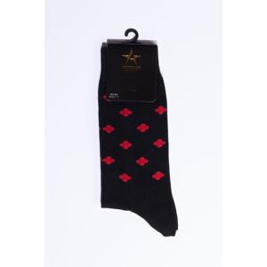 ALTINYILDIZ CLASSICS Men's Black-Red Patterned Cleat Socks