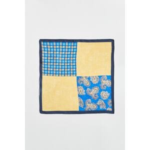 ALTINYILDIZ CLASSICS Men's Navy-Yellow Patterned Navy Blue Yellow Classic Handkerchief