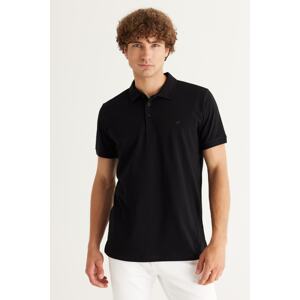 AC&Co / Altınyıldız Classics 100% Organic Cotton Men's Black Slim Fit Slim Fit Polo Neck T-Shirt.