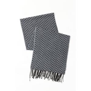 AC&Co / Altınyıldız Classics Men's Grey-Navy Blue Patterned Scarf