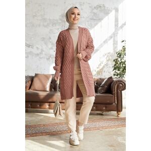 InStyle Evan Long Knitted Sweater Cardigan - Powder