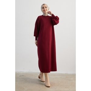 InStyle Mina Balloon Sleeves Sweater Dress - Claret Red