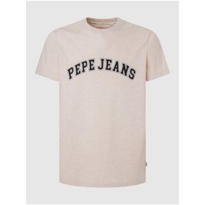 Béžové pánské tričko Pepe Jeans - Pánské