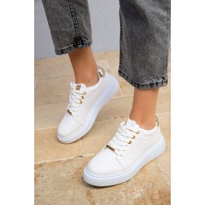 Soho White-Gold Women's Sneakers 18532