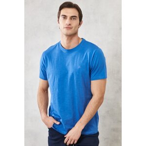 ALTINYILDIZ CLASSICS Men's Indigo Slim Fit Slim Fit 100% Cotton Crew Neck Short Sleeve T-Shirt