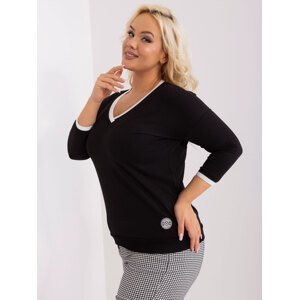 Černá dámská halenka plus size s 3/4 rukávem