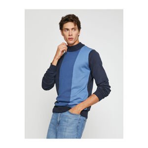 Koton Color Block Sweater Half Turtleneck