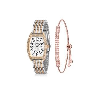 Polo Air Luxury Stone Vintage Women's Wristwatch Zircon Stone Baguette Bracelet Combination Silver-copper Color