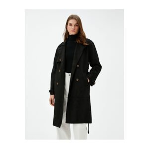Koton Trench Coat Double Breasted Buttoned Belted Waist Pocket