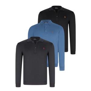 SET OF THREE V4007 DEWBERRY MEN'S SWEATSHIRT-BLACK-NAVY-INDIGO